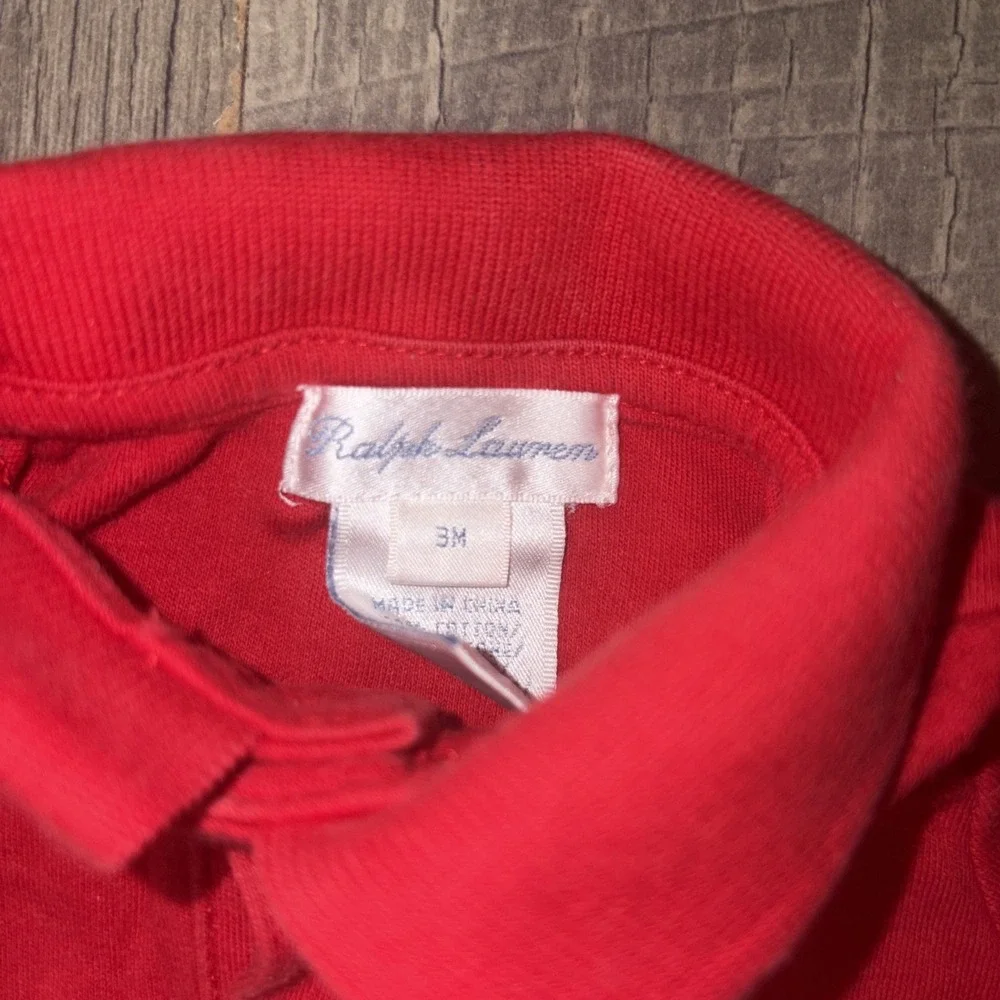 Ralph Lauren Baby Boys 100% Cotton Polo Romper Red Sz 3 Months